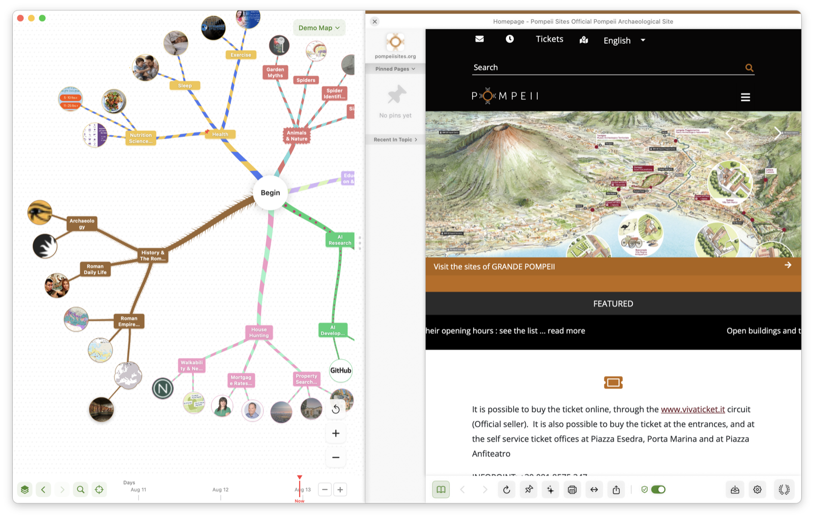 Virgil: the living mindmap beside the page you're reading